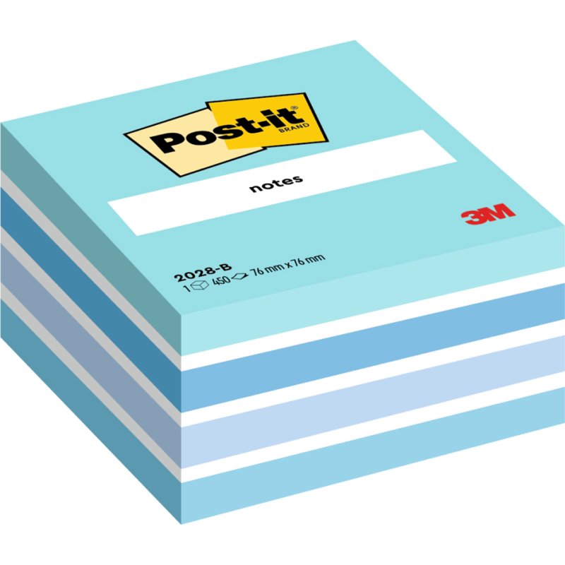 Post-it bloc-notes autocollants cube, 76×76 mm, teintes vertes pastel, 450 feuilles