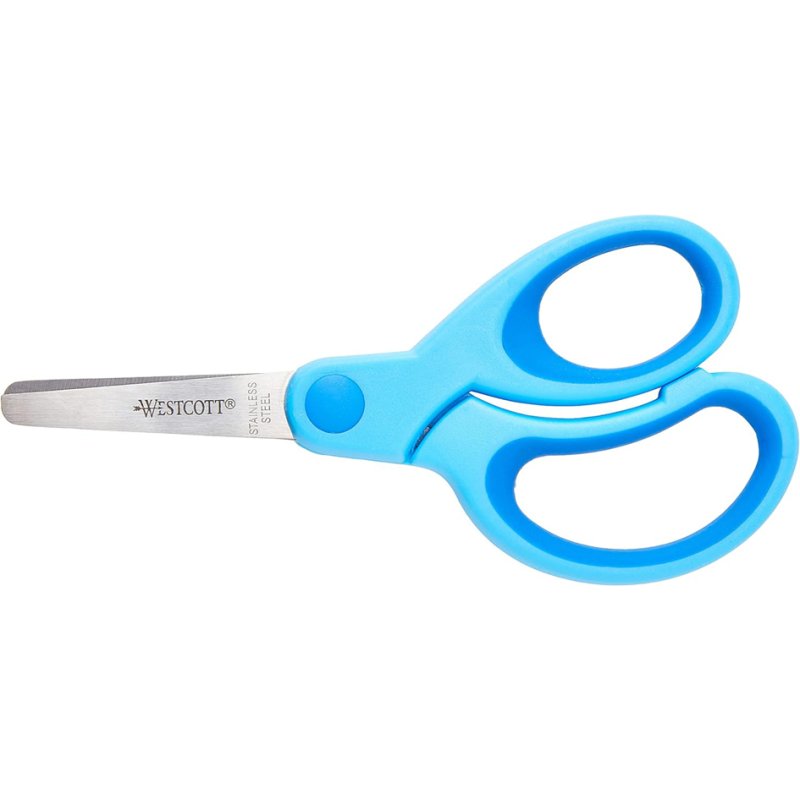 WESTCOTT ciseaux pour enfants, grip doux, rond, 130 mm, bleu