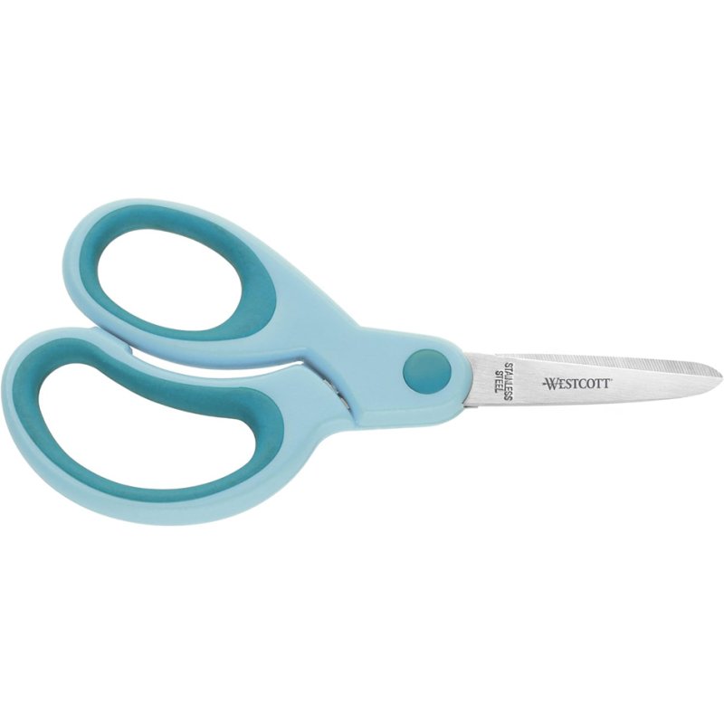 WESTCOTT ciseaux pour enfants, grip doux, rond, 130 mm, bleu