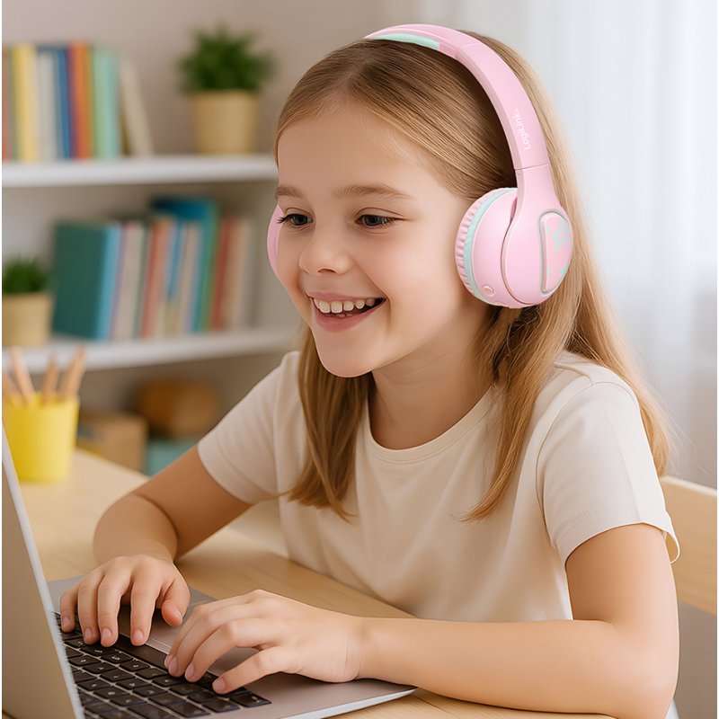 LogiLink BT 5.4 casque enfant Music Buddies, bluetooth sans fil, rose