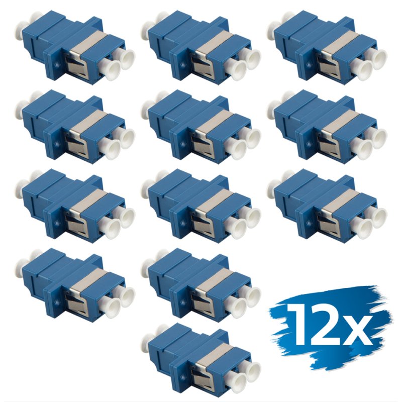 LogiLink Professional kit d'accouplement fibre optique, 2x LC-Duplex, OS2, bleu, 12 pièces
