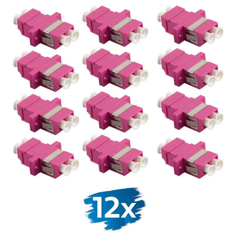 LogiLink Professional kit de couplage fibre optique, 2x LC-Duplex, OM4, violet, 12 pièces