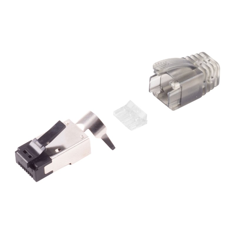 shiverpeaks BASIC-S RJ45 modular plug, black/silver, Interlock, nylon, shielded