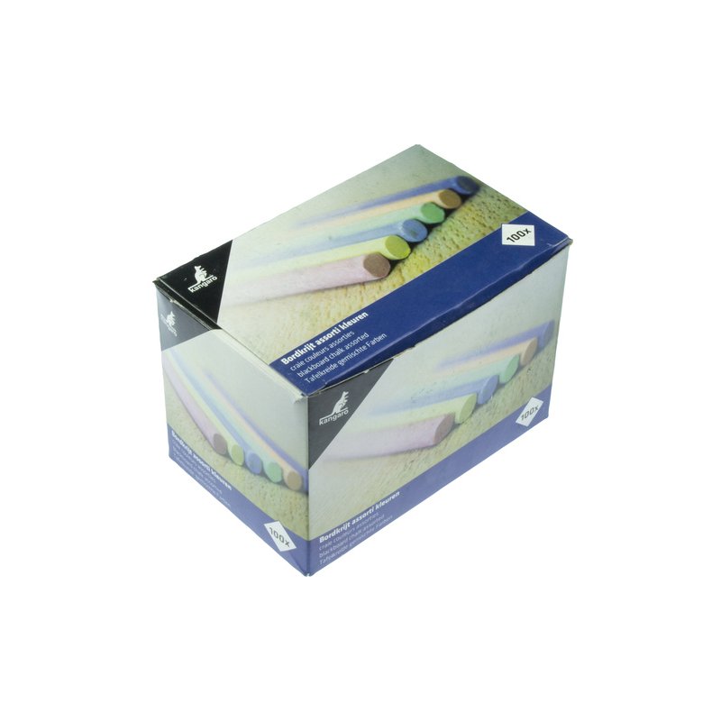 Kangaro schoolbordkrijt rond gekleurd gesorteerd, 8 mm × 80 mm, 100 stuks