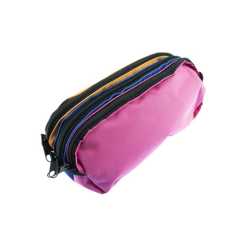 Kangaro etui 3 vakken, oranje/blauw/fuchsia, polyester, 250×90×110 mm