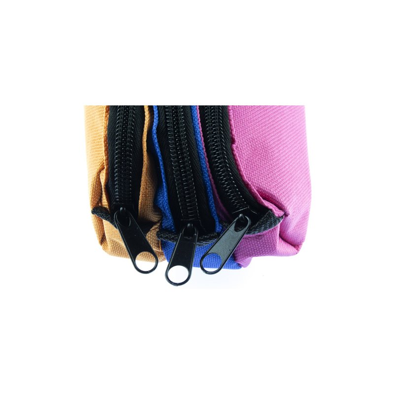 Kangaro etui 3 vakken, oranje/blauw/fuchsia, polyester, 250×90×110 mm