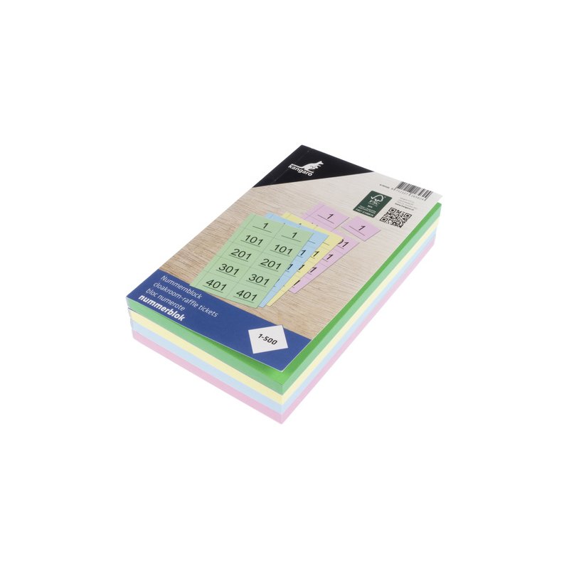 Kangaro bloc numéroté 1-500, couleurs assorties, 54×40 mm