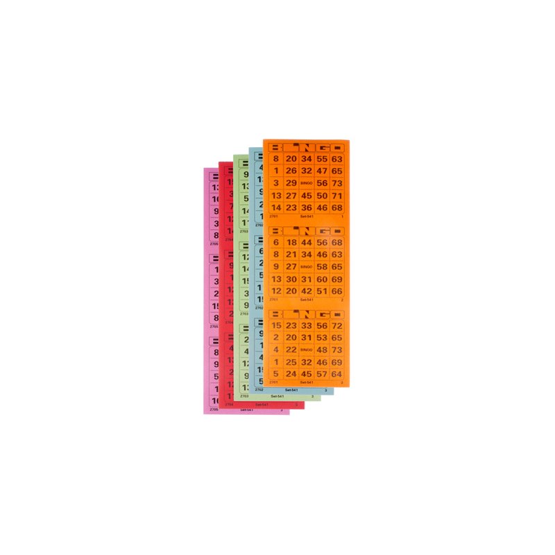 Kangaro lot de cartes de bingo, 5×100 pièces, assorties colorées
