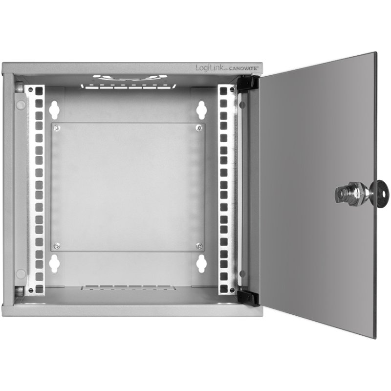 LogiLink Professional 10 inch armoire murale SoHo, 4HE, gris clair, porte vitrée