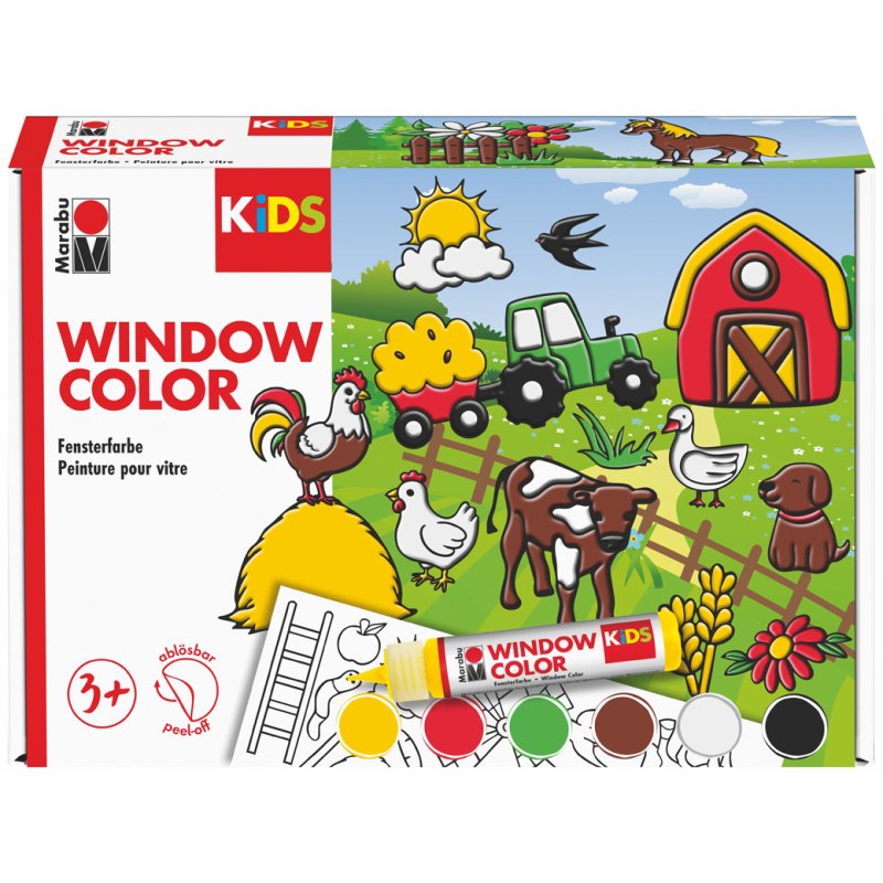 Marabu KiDS raamverf set Boerderij, 6 x 25 ml, afneembaar, waterbasis