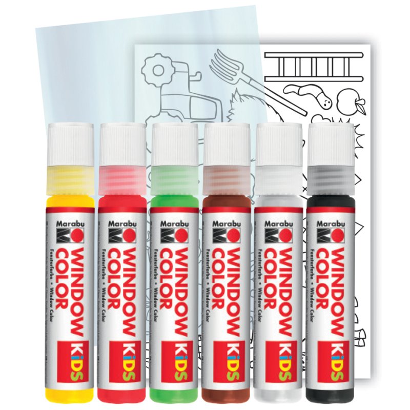 Marabu KiDS raamverf set Boerderij, 6 x 25 ml, afneembaar, waterbasis