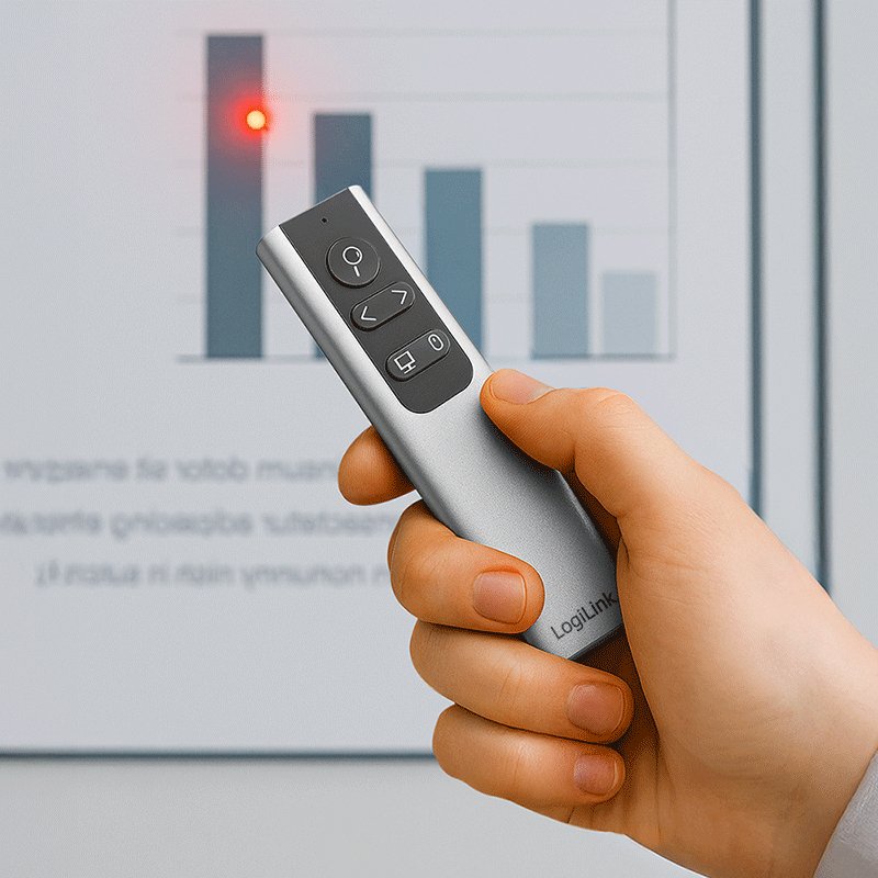 LogiLink présentateur sans fil avec pointeur laser, 2,4 GHz, aluminium, portée 50 m