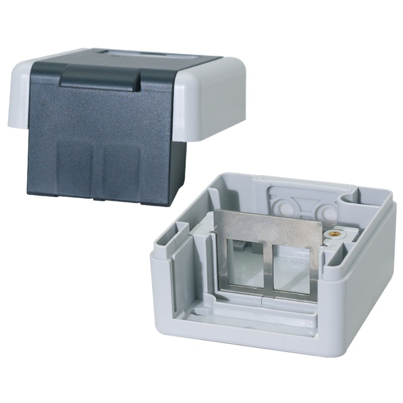 LogiLink Professional outdoor surface-mounted box Cat.6A, 2x RJ45, grey, IP44