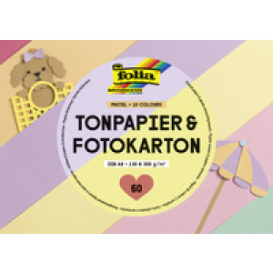 folia gekleurd papier- en kartonblok Pastel, A6, pastelkleuren, 60 vel