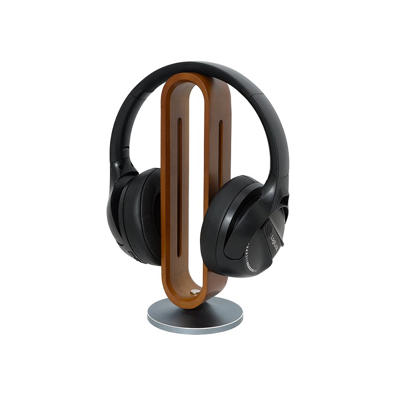 LogiLink support pour casque en bambou, marron/argent, universel