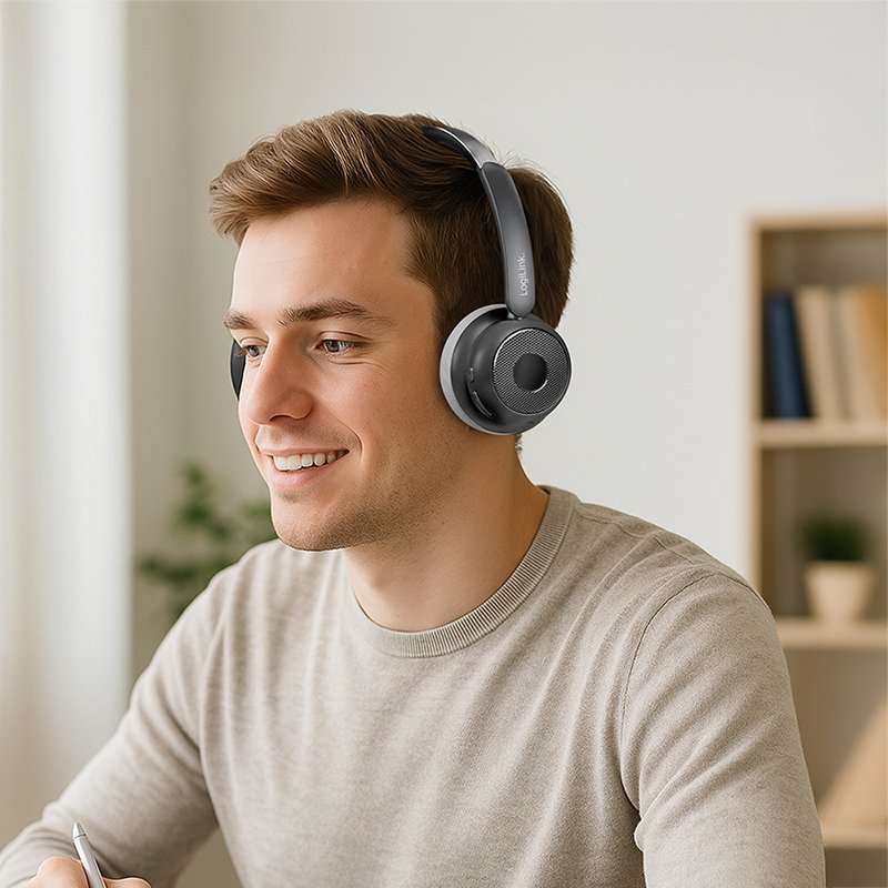 LogiLink AuraSolo Bluetooth 6.0 casque, beige, microphone intégrée