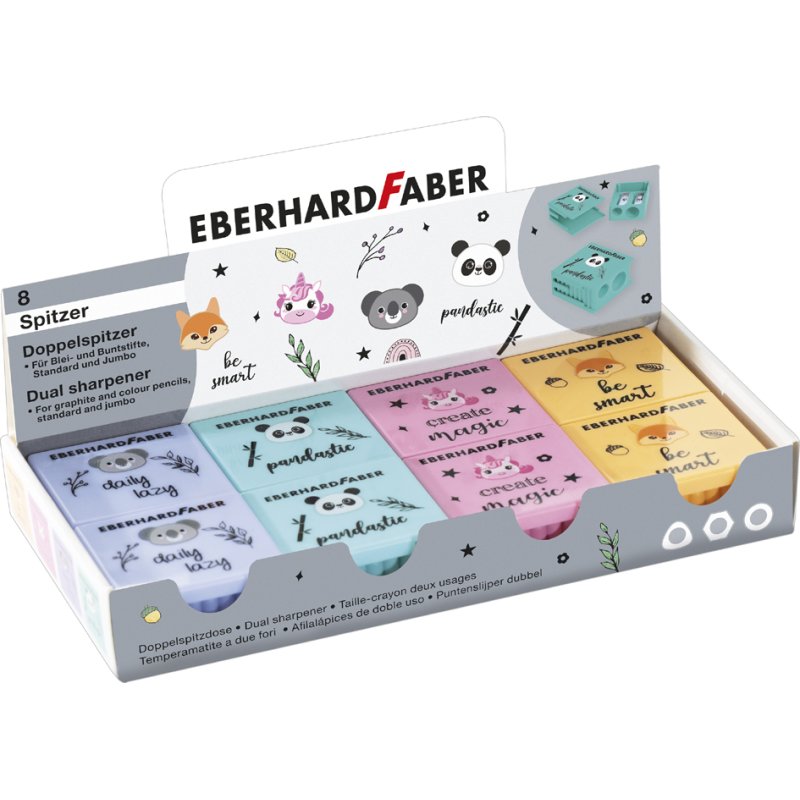 EBERHARD FABER dubbele puntenslijper Animal, kunststof, diermotieven, 8 stuks