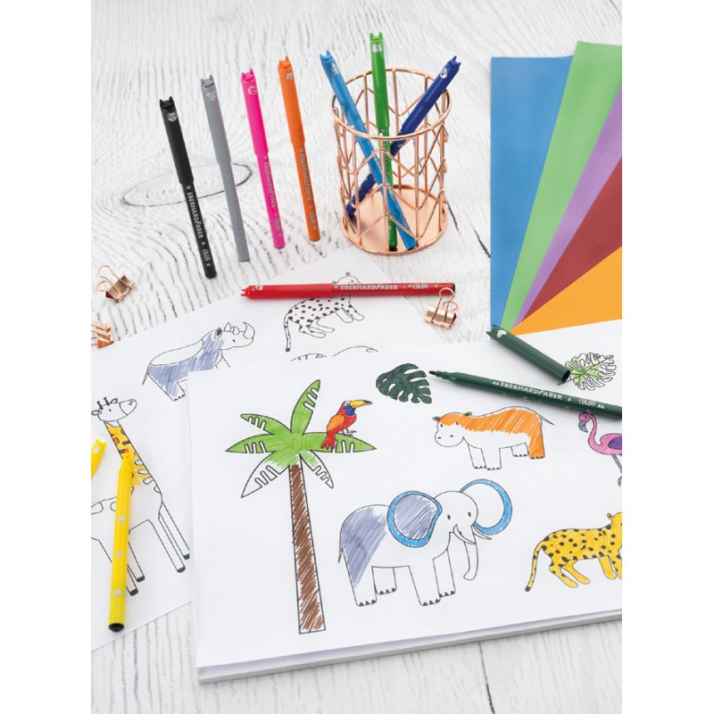EBERHARD FABER feutres Animal COLORI, lavable, rond 1,0 mm, 12 pièces