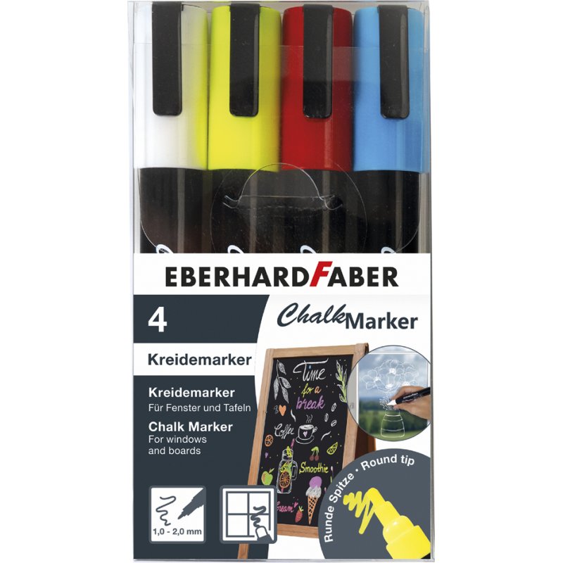 EBERHARD FABER chalk markers, round tip 1-2 mm, 4 pieces