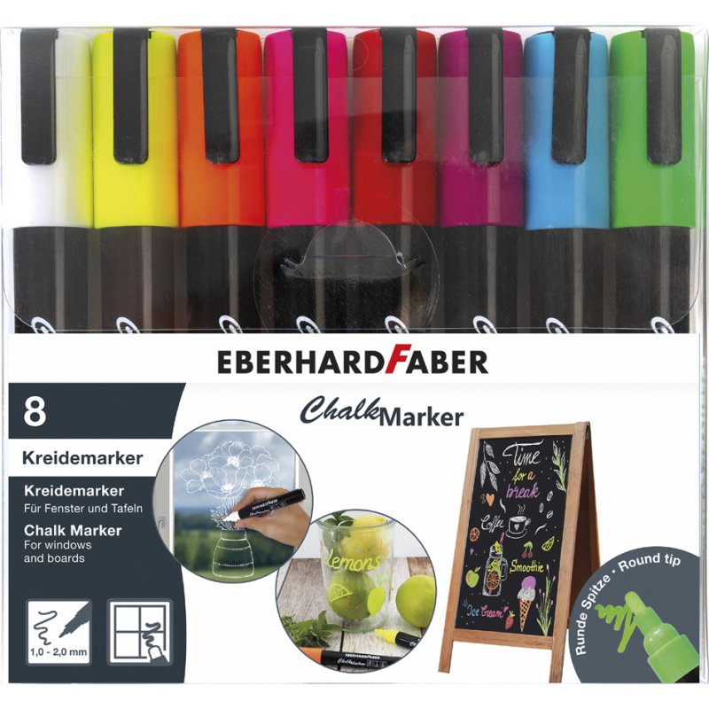 EBERHARD FABER chalk markers, round tip 1-2 mm, 4 pieces