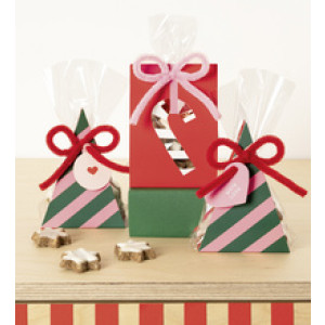 folia gebaksverpakkingsset Sweet Christmas, transparant, roze en rood, 24-delig