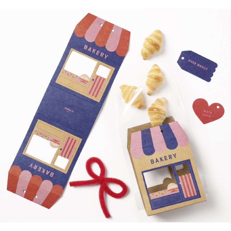 folia gebaksverpakkingsset BAKERY, 6 bodembeutel, 6 opstellers, chenilledraad