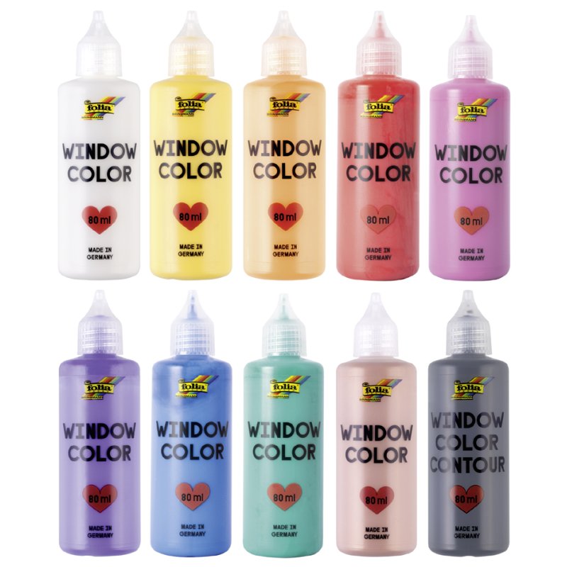 folia Window Color Jumbo-Set BASIC BIG, 10 × 80 ml, verf set