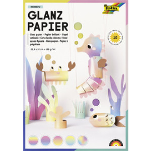 folia glanzpapier Rainbow, regenboog kleurverloop, 225×320 mm, 10 vel