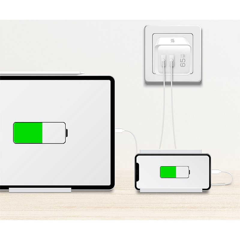 LogiLink Chargeur mural USB-C, 2x USB-C PD, blanc, 65 Watt