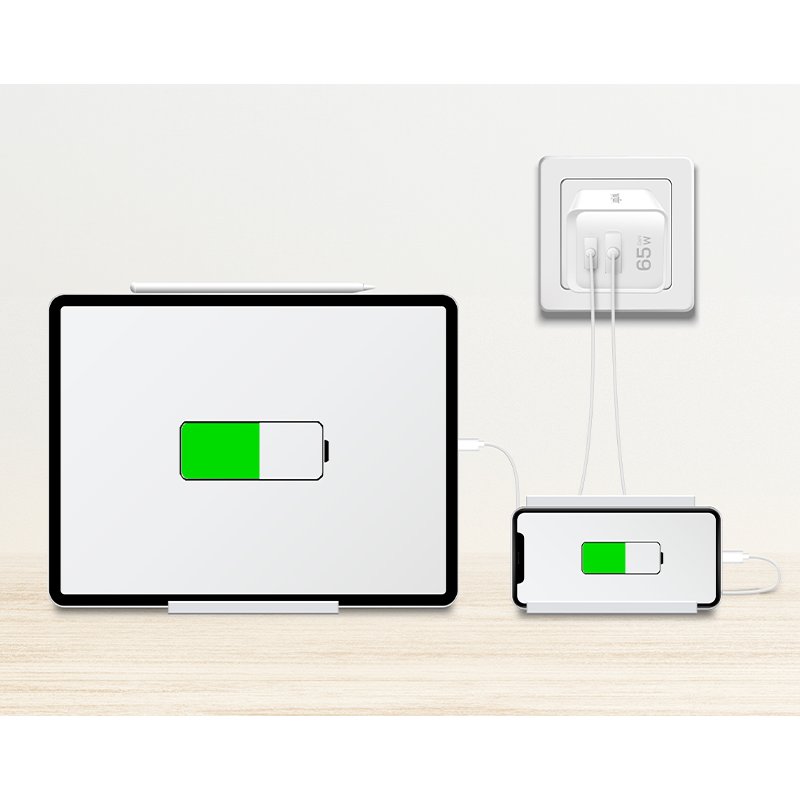 LogiLink Adaptateur prise USB, 1x USB-A, 1x USB-C, 65 Watts