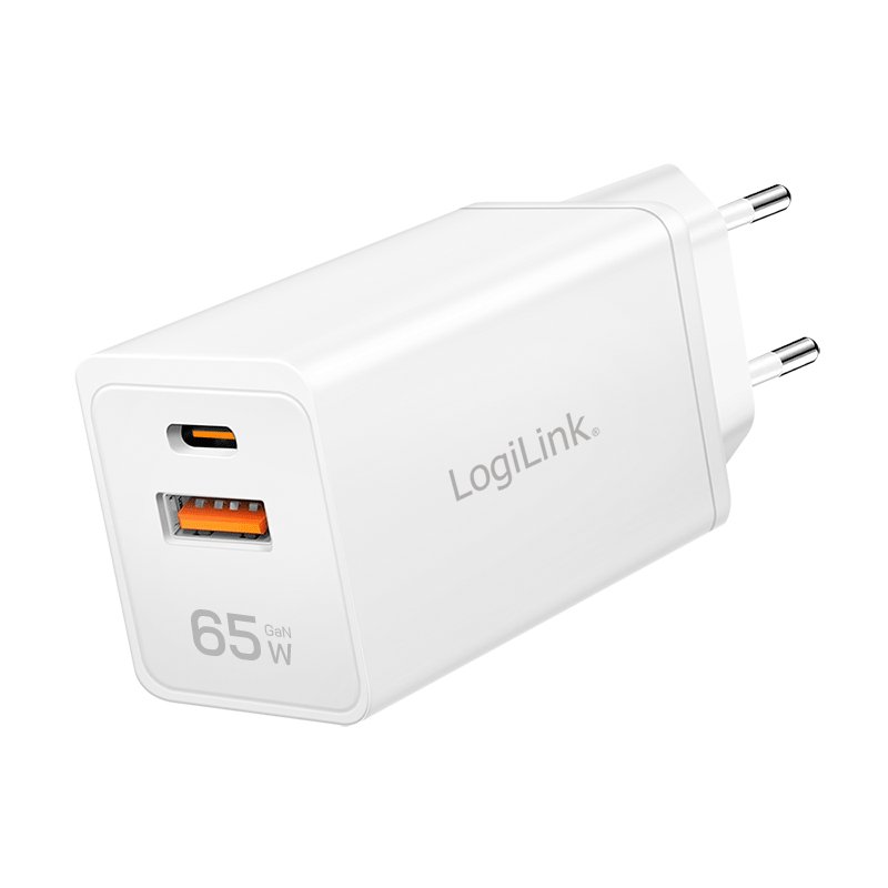 LogiLink Adaptateur prise USB, 1x USB-A, 1x USB-C, 65 Watts
