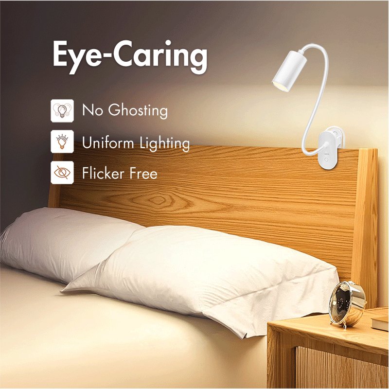 LogiLink LED reading lamp with clamp base, white, flexible gooseneck, 3 brightness settings