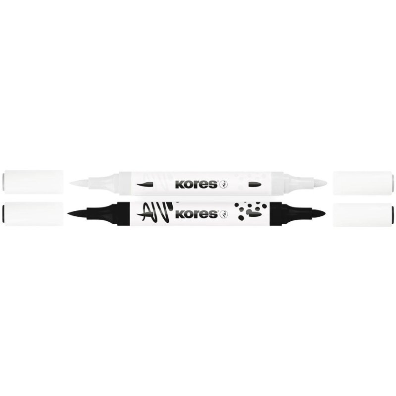 Kores Duo acrylic marker, 2 tips, black/white, 2 pieces