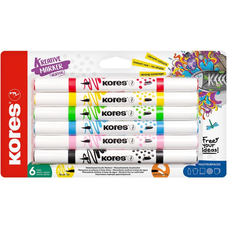 Kores Duo acrylic marker, 2 tips, black/white, 2 pieces