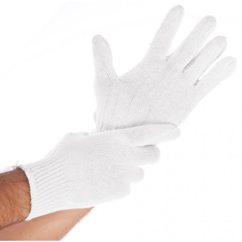 HYGONORM gant en coton Cuff Light, taille M, blanc, 12 paires