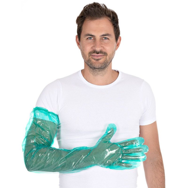 HYGOSTAR gants de protection jetables LDPE SOFTLINE LONG PLUS, vert, 900 mm, 50 pcs