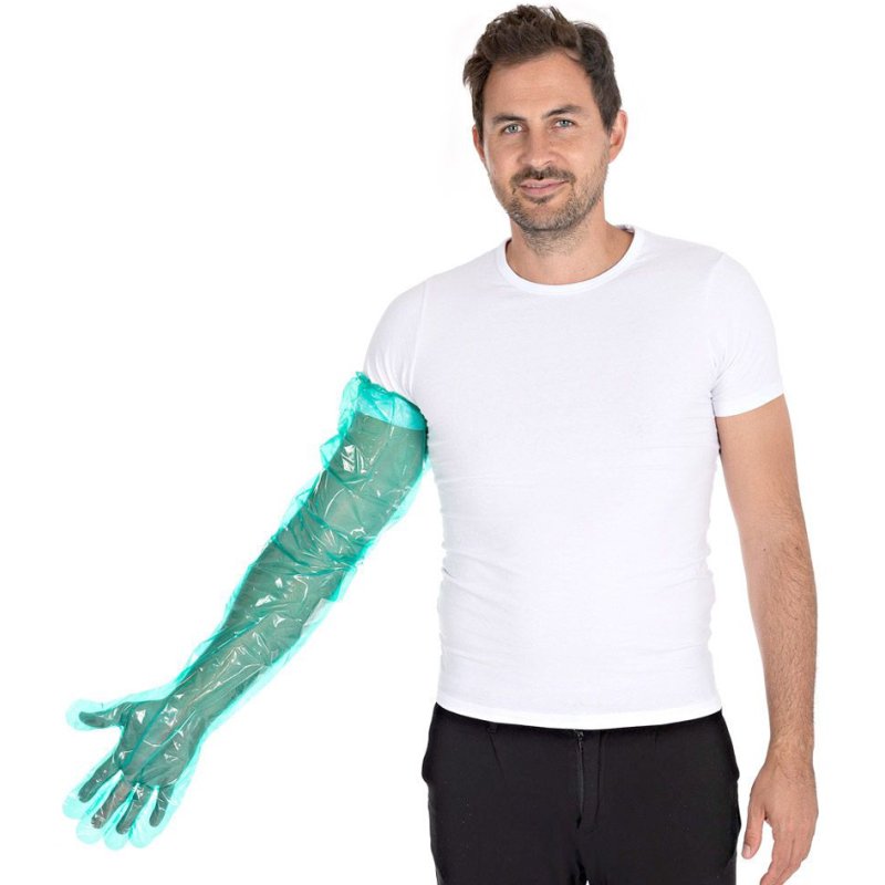HYGOSTAR gants de protection jetables LDPE SOFTLINE LONG PLUS, vert, 900 mm, 50 pcs