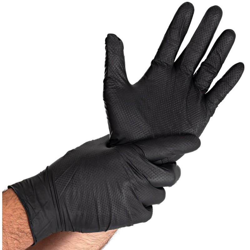 HYGOSTAR gants en nitrile Diamond Grip, taille M, noir, 50 pièces