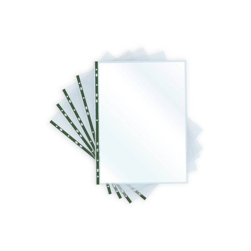 Pavo pochette transparente à insérer A4, PP 0,06 mm, renforcement vert, 100 pièces