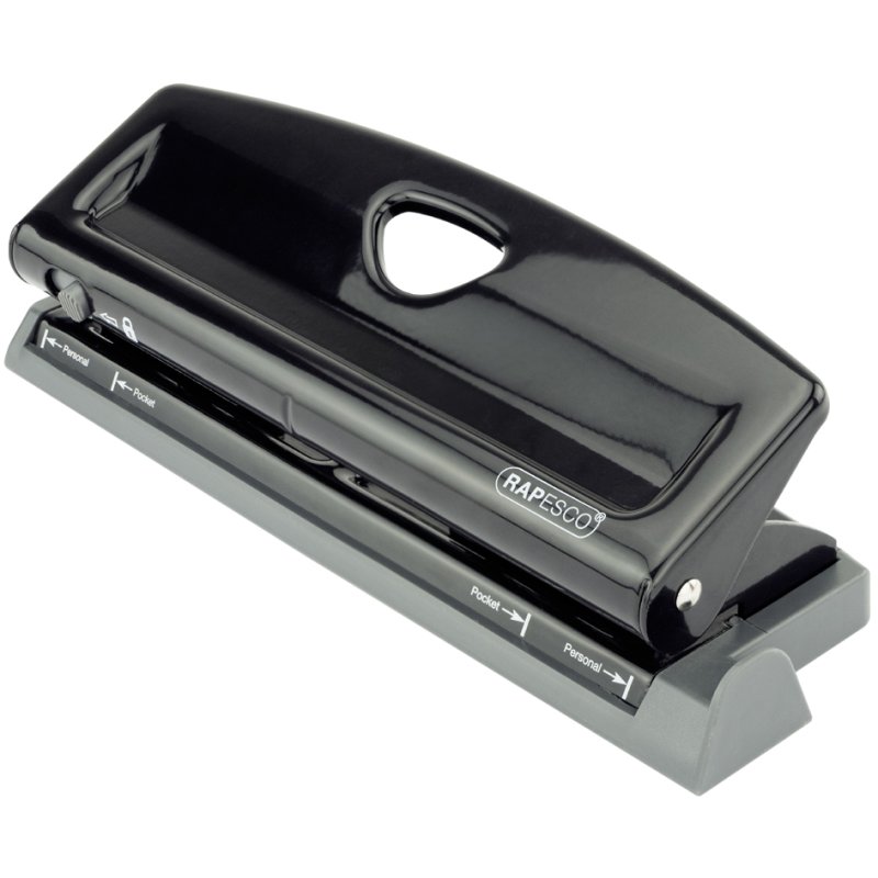 RAPESCO perforateur pour organiseur d'agenda, noir, réglable 6 positions, 10 feuilles