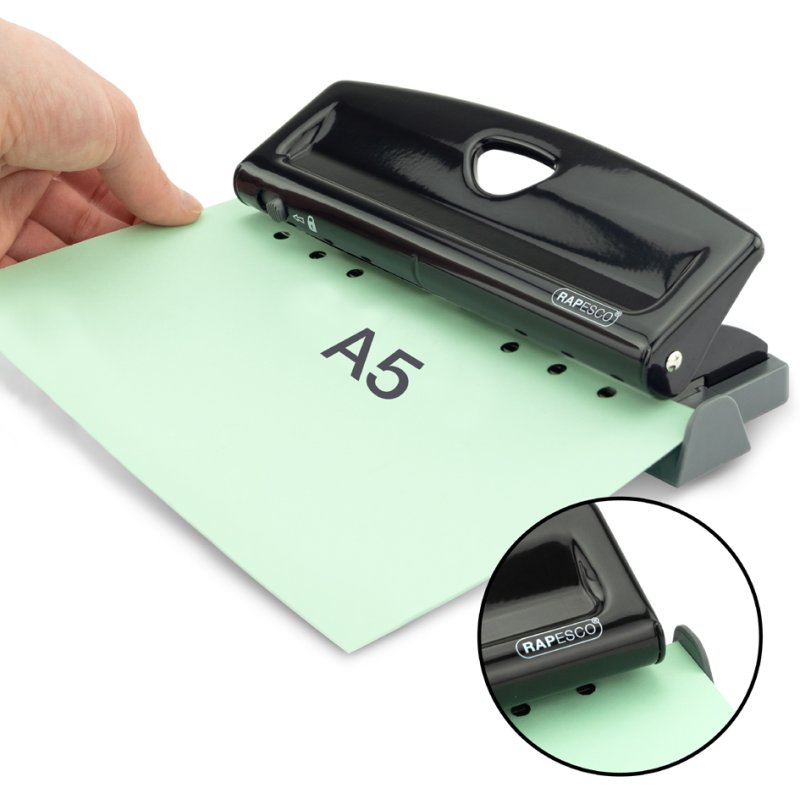RAPESCO perforateur pour organiseur d'agenda, noir, réglable 6 positions, 10 feuilles