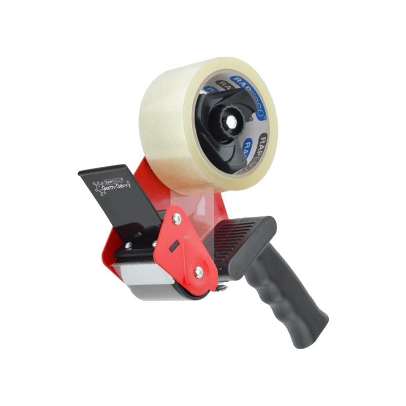 RAPESCO dérouleur manuel 960, transparent, pour ruban d'emballage, noir/rouge