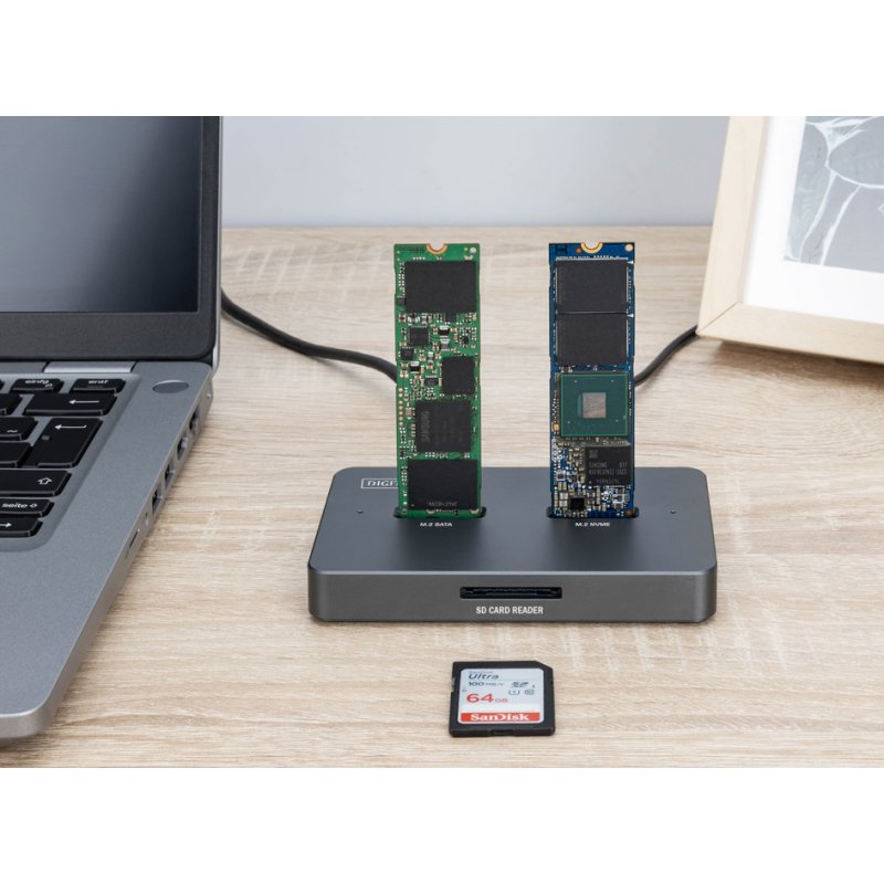 DIGITUS station d'accueil 3en1, noir, M.2 NVMe et SATA SSD