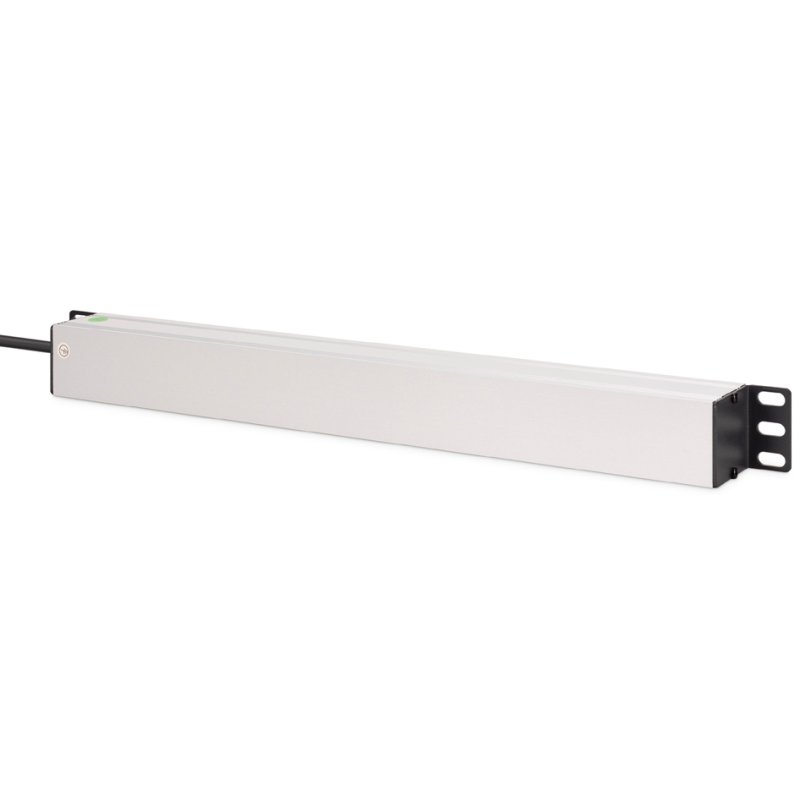 DIGITUS 19" power strip, 9-way, cold appliance plug, surge protection, aluminium housing, silver/black