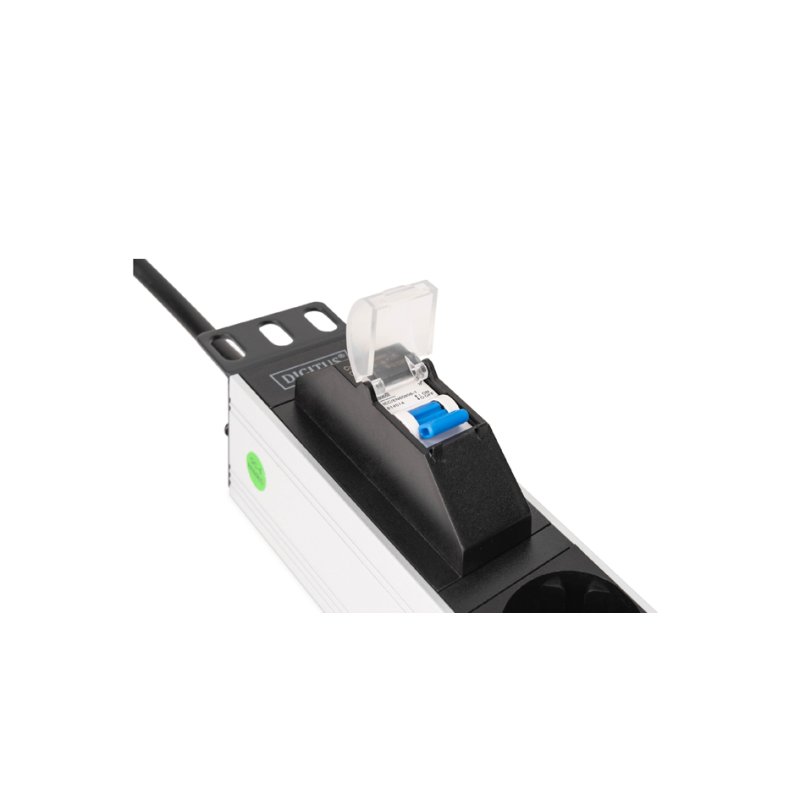 DIGITUS multiprise 19 pouces aluminium, 7 prises, protection parafoudre 16A, argent/noir