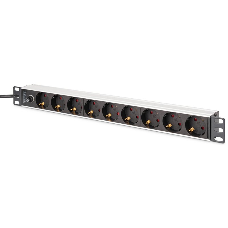DIGITUS Bloc multiprise 19", argent/noir, aluminium, 9 prises, 482,6 mm