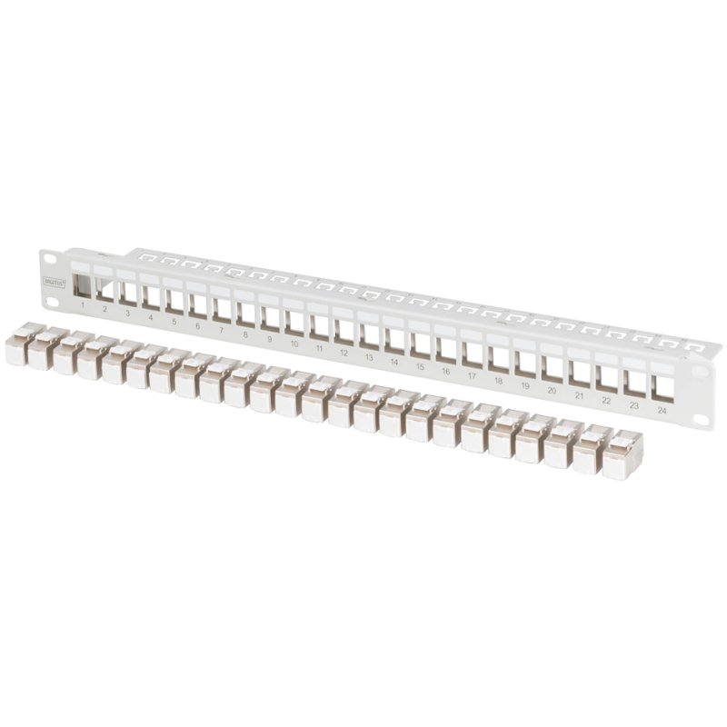 DIGITUS Panneau de brassage modulaire 19", 24 ports, blindé, gris