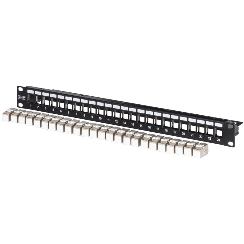 DIGITUS Panneau de brassage modulaire 19", 24 ports, blindé, gris