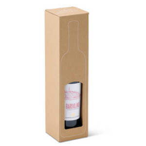 ColomPac wijngeschenkverpakking, bruin, 89×89×360 mm, 1 fles