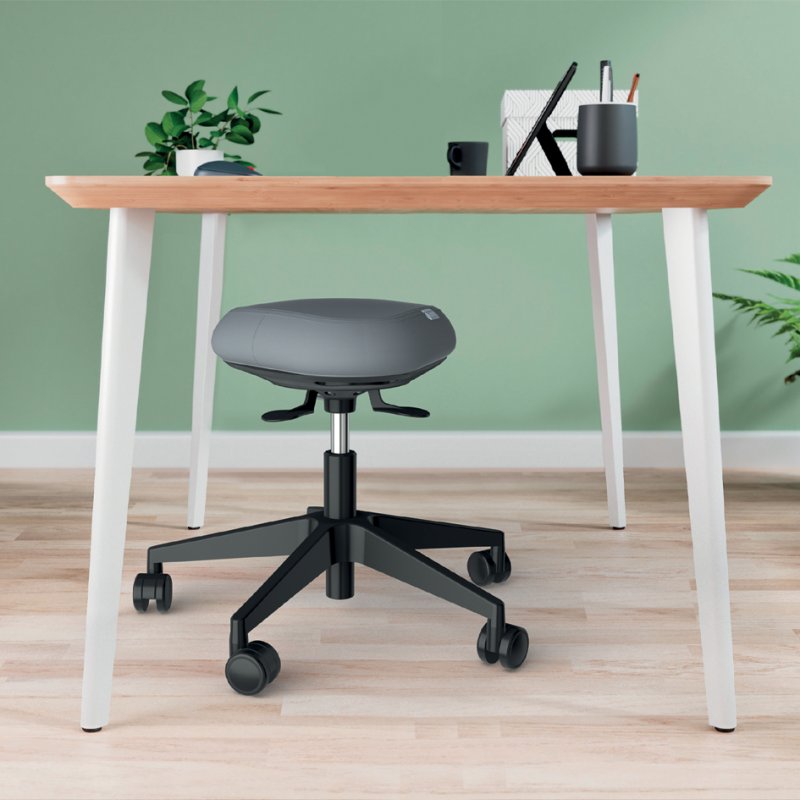 LEITZ Ergo Active Si stool, light grey, height 47–60 cm, 5 castors